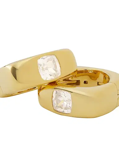 Adriana Orsini Women's Jolene 18K-Gold-Plated & Cubic Zirconia Square Huggie Hoop Earrings - Gold | Thumbnail 4 Adriana Orsini Women's Jolene 18K-Gold-Plated & Cubic Zirconia Square Huggie Hoop Earrings - Gold | Thumbnail 4