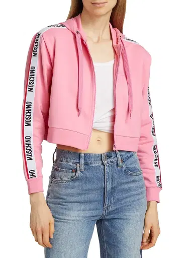 MOSCHINO Women's Mos Under Donna-Velmar Zip-Front Hoodie - Pink - Size Large | Thumbnail 3 MOSCHINO Women's Mos Under Donna-Velmar Zip-Front Hoodie - Pink - Size Large | Thumbnail 3