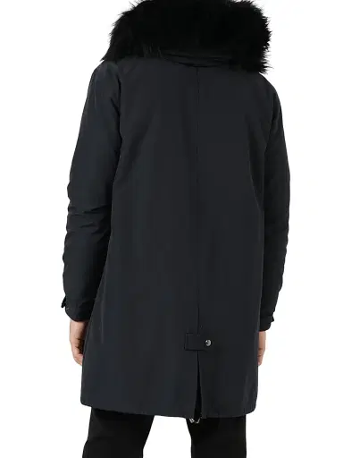Gorski Men's Parka With Shearling Lamb Hood Trim - Navy | Thumbnail 5 Gorski Men's Parka With Shearling Lamb Hood Trim - Navy | Thumbnail 5