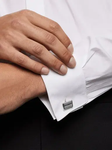 David Yurman Men's Chevron Cufflinks in Sterling Silver, 22.8mm - Silver | Thumbnail 2 David Yurman Men's Chevron Cufflinks in Sterling Silver, 22.8mm - Silver | Thumbnail 2