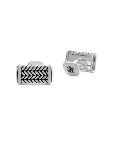 David Yurman Men's Chevron Cufflinks in Sterling Silver, 22.8mm - Silver | Thumbnail 4 David Yurman Men's Chevron Cufflinks in Sterling Silver, 22.8mm - Silver | Thumbnail 4