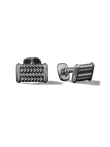 David Yurman Men's Chevron Cufflinks in Sterling Silver, 22.8mm - Silver | Thumbnail 1 David Yurman Men's Chevron Cufflinks in Sterling Silver, 22.8mm - Silver | Thumbnail 1