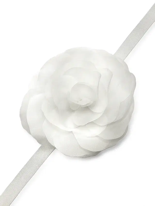 Women's Oversized Organza Flower Tie - White Women's Oversized Organza Flower Tie - White