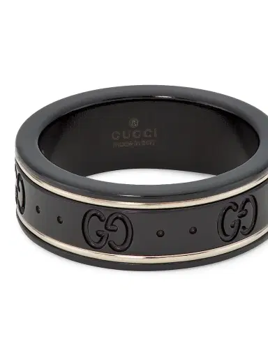 Gucci Women's Icon 18K White Gold & Black Synthetic Corundum Ring - White Gold | Thumbnail 3 Gucci Women's Icon 18K White Gold & Black Synthetic Corundum Ring - White Gold | Thumbnail 3