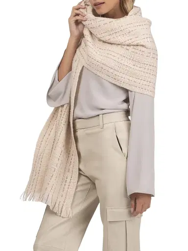 Gorski Women's Knit Wool Shawl - Beige | Thumbnail 3 Gorski Women's Knit Wool Shawl - Beige | Thumbnail 3
