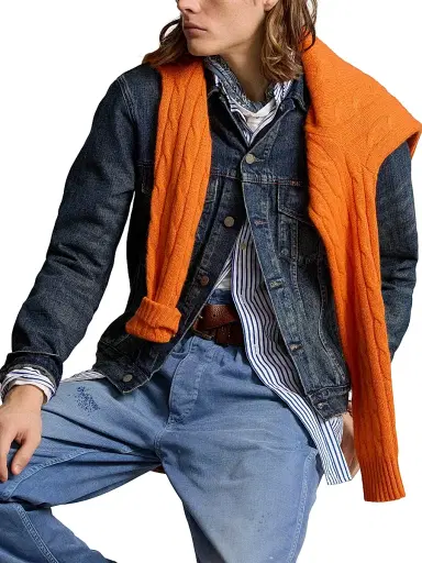 Polo Ralph Lauren Men's Faded Denim Trucker Jacket - Blue | Thumbnail 5 Polo Ralph Lauren Men's Faded Denim Trucker Jacket - Blue | Thumbnail 5