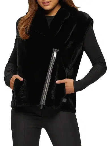 Gorski Women's Select Shearling Lamb Zip Vest - Black - Size Small | Thumbnail 4 Gorski Women's Select Shearling Lamb Zip Vest - Black - Size Small | Thumbnail 4