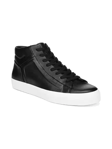 Vince Men's Fynn Leather High-Top Sneakers - Black | Thumbnail 2 Vince Men's Fynn Leather High-Top Sneakers - Black | Thumbnail 2