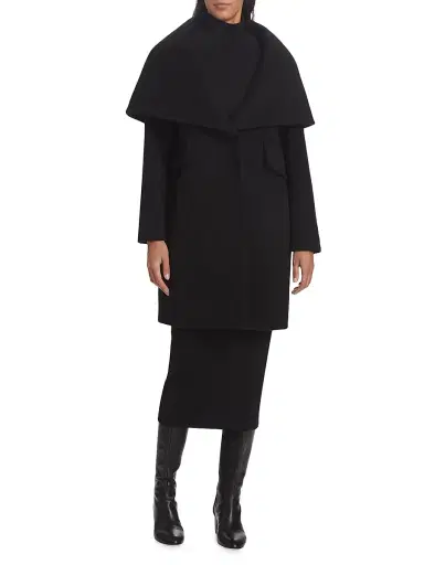 Mercer Collective Women's Lori Cape-Hood Cocoon Coat - Black | Thumbnail 2 Mercer Collective Women's Lori Cape-Hood Cocoon Coat - Black | Thumbnail 2