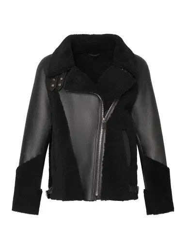 Gorski Women's Shearling Lamb Zip Moto Jacket - Black - Size XS | Thumbnail 1 Gorski Women's Shearling Lamb Zip Moto Jacket - Black - Size XS | Thumbnail 1