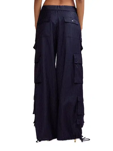 Cynthia Rowley Women's Pinstriped Cargo Pants - Navy | Thumbnail 4 Cynthia Rowley Women's Pinstriped Cargo Pants - Navy | Thumbnail 4