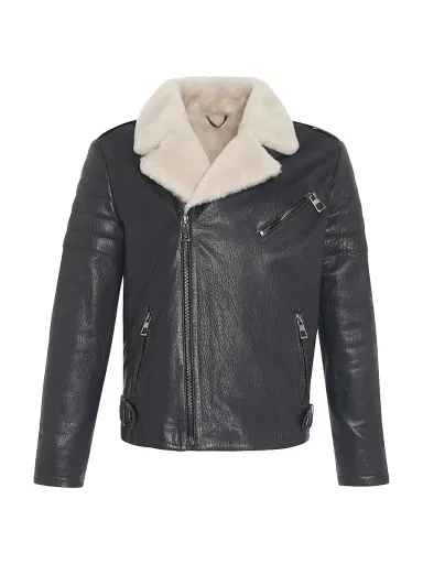 Gorski Men's Nappa Moto Jacket with Shearling Lamb | Thumbnail 1 Gorski Men's Nappa Moto Jacket with Shearling Lamb | Thumbnail 1