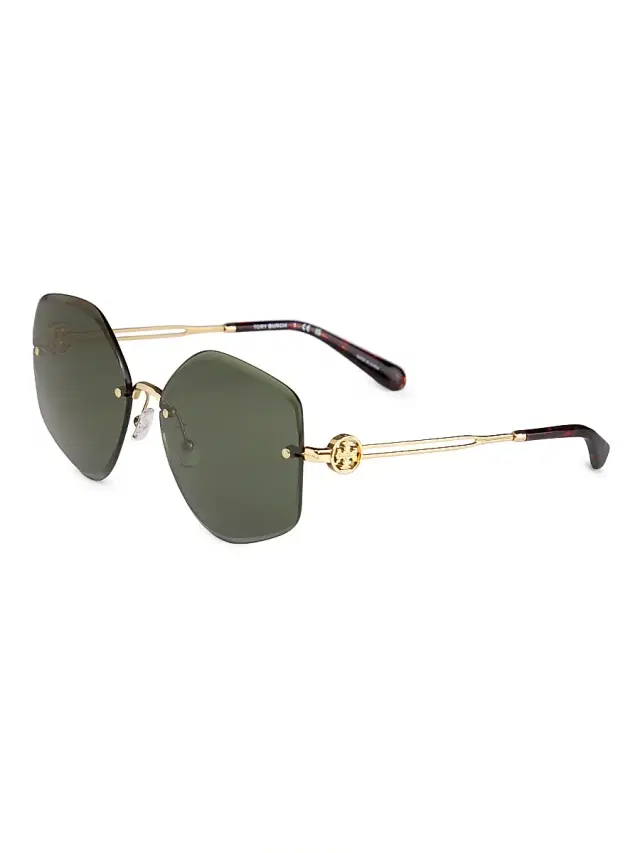 Women's 58MM Geometric Sunglasses - Green Gold Women's 58MM Geometric Sunglasses - Green Gold