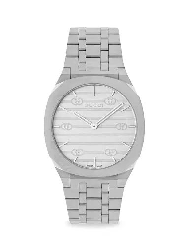 Gucci Men's 25H Stainless Steel Bracelet Watch, 34MM - Silver | Thumbnail 4 Gucci Men's 25H Stainless Steel Bracelet Watch, 34MM - Silver | Thumbnail 4