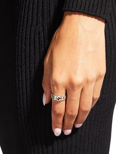 Gucci Women's Sterling Silver Interlocking G Ring - Silver | Thumbnail 2 Gucci Women's Sterling Silver Interlocking G Ring - Silver | Thumbnail 2
