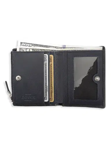 Royce New York Women's Compact Leather Wallet - Black | Thumbnail 3 Royce New York Women's Compact Leather Wallet - Black | Thumbnail 3