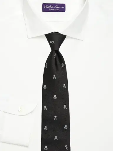Ralph Lauren Purple Label Men's Skull Crossbones Silk Tie - Black | Thumbnail 2 Ralph Lauren Purple Label Men's Skull Crossbones Silk Tie - Black | Thumbnail 2
