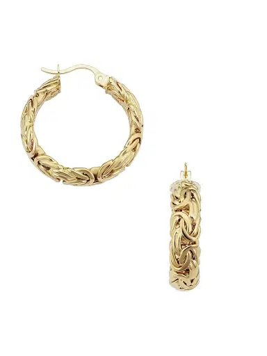 Oradina Women's 14K Yellow Gold Byzantine Classic Hoops - Yellow Gold | Thumbnail 2 Oradina Women's 14K Yellow Gold Byzantine Classic Hoops - Yellow Gold | Thumbnail 2