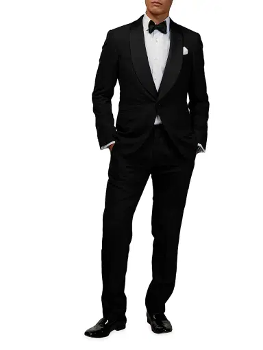 Ralph Lauren Purple Label Men's Barathea Wool Tuxedo Pants | Thumbnail 2 Ralph Lauren Purple Label Men's Barathea Wool Tuxedo Pants | Thumbnail 2