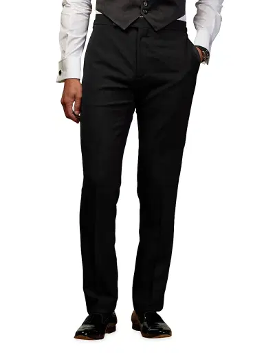 Ralph Lauren Purple Label Men's Barathea Wool Tuxedo Pants | Thumbnail 3 Ralph Lauren Purple Label Men's Barathea Wool Tuxedo Pants | Thumbnail 3