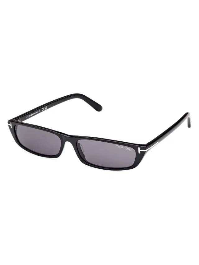 Men's 59MM Rectangular Sunglasses - Shiny Black Smoke Men's 59MM Rectangular Sunglasses - Shiny Black Smoke