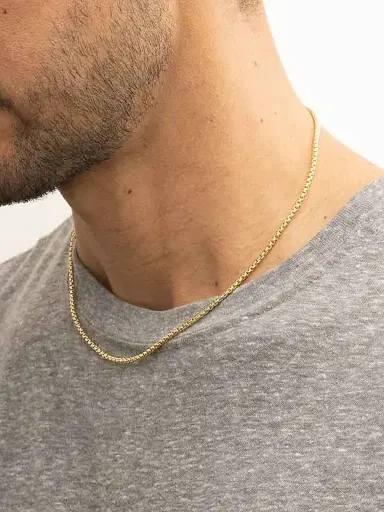 Oradina Men's 14K Yellow Solid Gold Round Bodega Box Chain - Yellow Gold | Thumbnail 4 Oradina Men's 14K Yellow Solid Gold Round Bodega Box Chain - Yellow Gold | Thumbnail 4