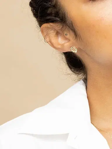 Oradina Women's 14K Yellow Solid Gold White Topaz Halo Studs - Yellow Gold | Thumbnail 5 Oradina Women's 14K Yellow Solid Gold White Topaz Halo Studs - Yellow Gold | Thumbnail 5
