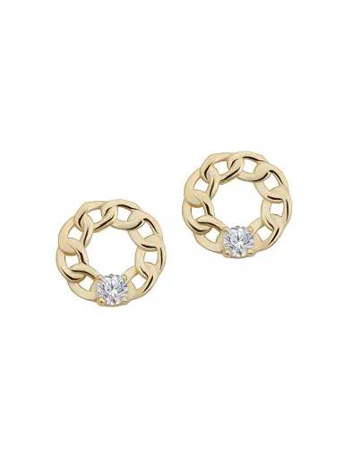 Oradina Women's 14K Yellow Solid Gold White Topaz Halo Studs - Yellow Gold | Thumbnail 1 Oradina Women's 14K Yellow Solid Gold White Topaz Halo Studs - Yellow Gold | Thumbnail 1