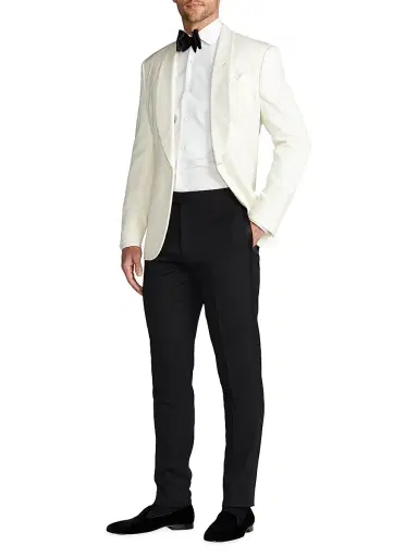 Ralph Lauren Purple Label Men's Gregory Barathea Dinner Jacket - Cream | Thumbnail 2 Ralph Lauren Purple Label Men's Gregory Barathea Dinner Jacket - Cream | Thumbnail 2