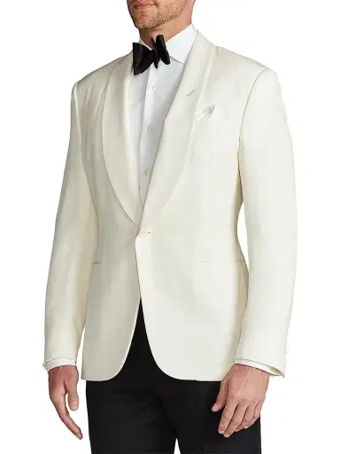 Ralph Lauren Purple Label Men's Gregory Barathea Dinner Jacket - Cream | Thumbnail 4 Ralph Lauren Purple Label Men's Gregory Barathea Dinner Jacket - Cream | Thumbnail 4