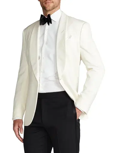 Ralph Lauren Purple Label Men's Gregory Barathea Dinner Jacket - Cream | Thumbnail 1 Ralph Lauren Purple Label Men's Gregory Barathea Dinner Jacket - Cream | Thumbnail 1