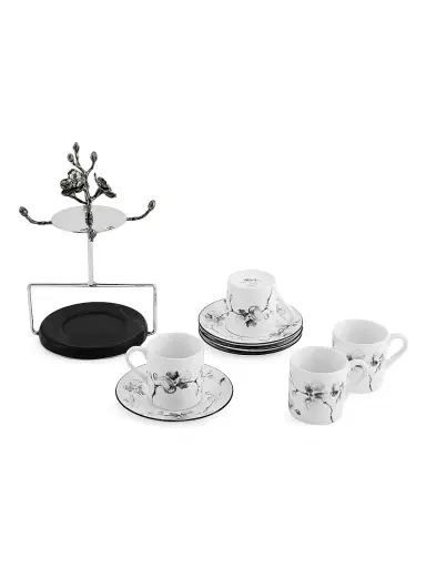 Michael Aram Black Orchid 9-Piece Teacup, Saucer, & Stand Set | Thumbnail 2 Michael Aram Black Orchid 9-Piece Teacup, Saucer, & Stand Set | Thumbnail 2