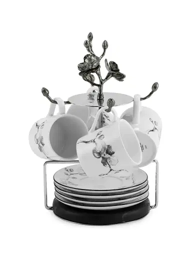 Michael Aram Black Orchid 9-Piece Teacup, Saucer, & Stand Set | Thumbnail 4 Michael Aram Black Orchid 9-Piece Teacup, Saucer, & Stand Set | Thumbnail 4