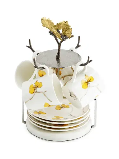 Michael Aram Butterfly Ginkgo 9-Piece Teacup, Saucer, & Stand Demi Set | Thumbnail 1 Michael Aram Butterfly Ginkgo 9-Piece Teacup, Saucer, & Stand Demi Set | Thumbnail 1