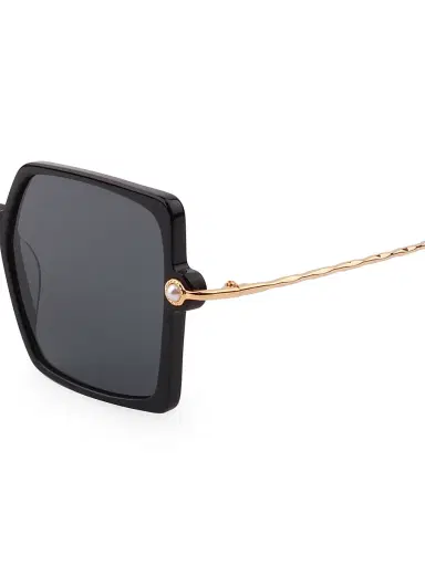 For Art's Sake Women's Moxie Acetate, 18K Gold-Plated & Faux Pearl Sunglasses - Black | Thumbnail 3 For Art's Sake Women's Moxie Acetate, 18K Gold-Plated & Faux Pearl Sunglasses - Black | Thumbnail 3