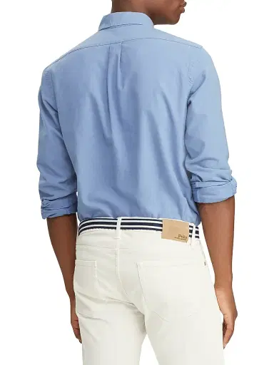 Polo Ralph Lauren Men's Garment-Dyed Classic-Fit Oxford Shirt - Bastille Blue | Thumbnail 4 Polo Ralph Lauren Men's Garment-Dyed Classic-Fit Oxford Shirt - Bastille Blue | Thumbnail 4