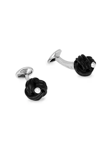 Tateossian Men's Onyx & Sterling Silver Knot Cufflinks - Black | Thumbnail 1 Tateossian Men's Onyx & Sterling Silver Knot Cufflinks - Black | Thumbnail 1