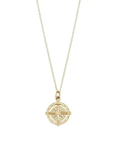 Oradina Women's Compass Pendant Necklace - Yellow Gold | Thumbnail 1 Oradina Women's Compass Pendant Necklace - Yellow Gold | Thumbnail 1