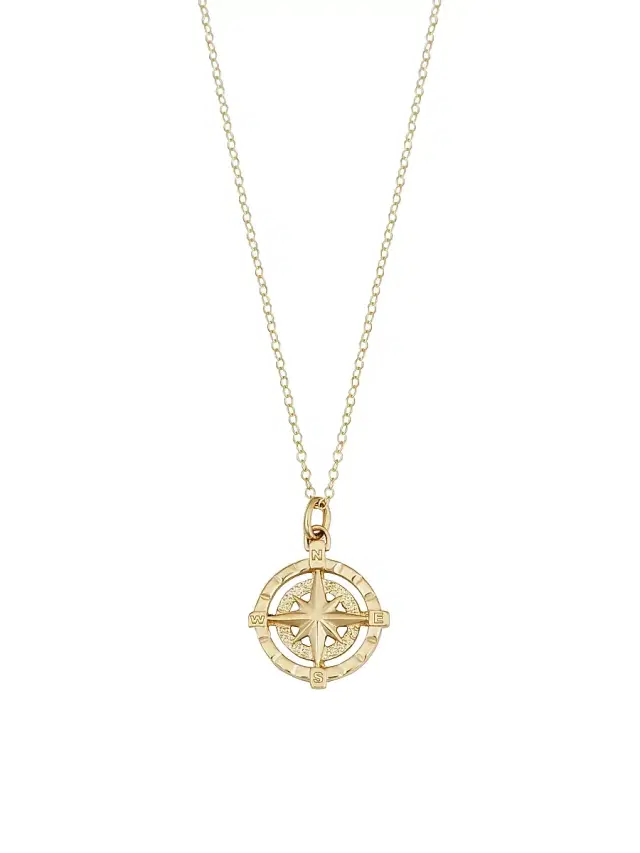 Women's Compass Pendant Necklace - Yellow Gold Women's Compass Pendant Necklace - Yellow Gold