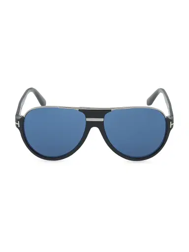 Tom Ford Men's 59MM Dimitry Pilot Sunglasses - Shiny Grey Blue | Thumbnail 1 Tom Ford Men's 59MM Dimitry Pilot Sunglasses - Shiny Grey Blue | Thumbnail 1