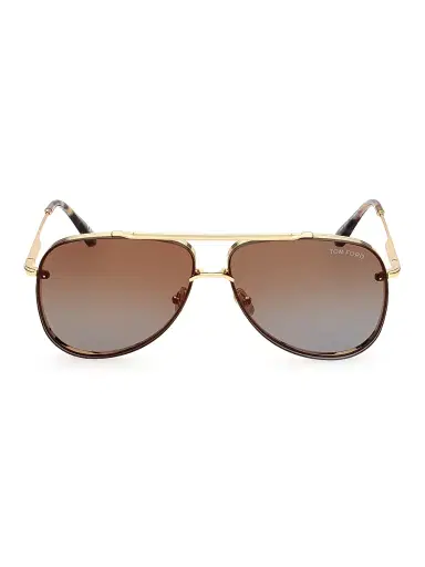 Tom Ford Men's Leon 62MM Pilot Sunglasses - Shiny Deep Brown | Thumbnail 8 Tom Ford Men's Leon 62MM Pilot Sunglasses - Shiny Deep Brown | Thumbnail 8