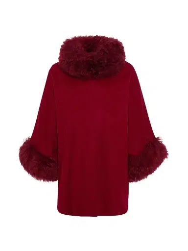 Gorski Women's Cashmere and Wool Blend Cape with Select Lamb Trim | Thumbnail 1 Gorski Women's Cashmere and Wool Blend Cape with Select Lamb Trim | Thumbnail 1
