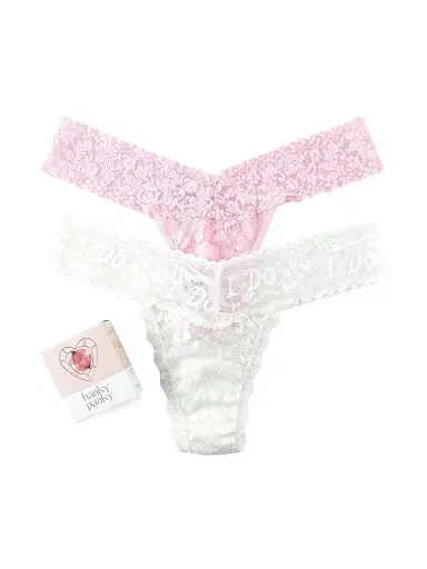 Hanky Panky Women's 2-Pack I Do Shimmer Lace Low-Rise Thongs - Light Bliss | Thumbnail 1 Hanky Panky Women's 2-Pack I Do Shimmer Lace Low-Rise Thongs - Light Bliss | Thumbnail 1