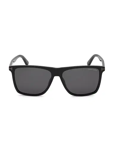 TOM FORD Men's Fletcher 57MM Rectangular Sunglasses - Shiny Black Blue Lenses | Thumbnail 2 TOM FORD Men's Fletcher 57MM Rectangular Sunglasses - Shiny Black Blue Lenses | Thumbnail 2