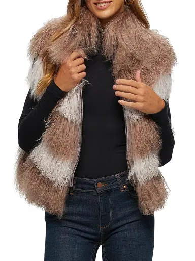 Gorski Women's Mongolian Lamb Vest - Pink - Size XS | Thumbnail 2 Gorski Women's Mongolian Lamb Vest - Pink - Size XS | Thumbnail 2