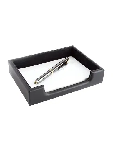 Royce New York Leather Desk Note Tray Organizer - Black | Thumbnail 2 Royce New York Leather Desk Note Tray Organizer - Black | Thumbnail 2