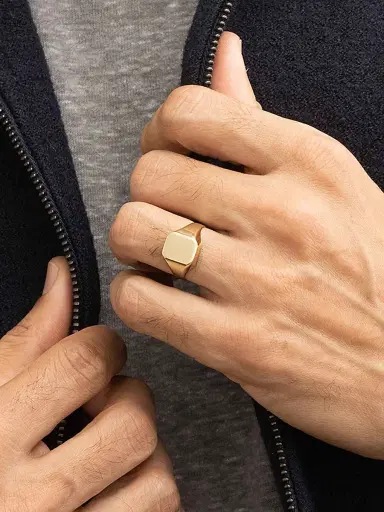 Oradina Men's 14K Yellow Solid Gold The Duke Signet Ring - Yellow Gold | Thumbnail 3 Oradina Men's 14K Yellow Solid Gold The Duke Signet Ring - Yellow Gold | Thumbnail 3