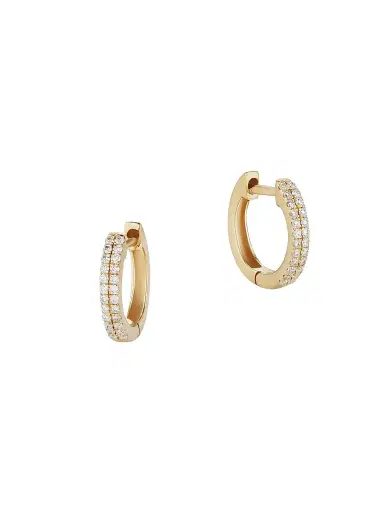 Oradina Women's 14K Yellow Gold Twin Row Diamond Mini Hoops - Yellow Gold | Thumbnail 1 Oradina Women's 14K Yellow Gold Twin Row Diamond Mini Hoops - Yellow Gold | Thumbnail 1