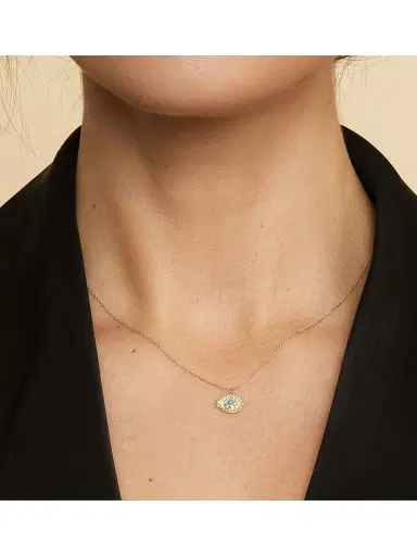 Oradina Women's 14K Yellow Gold, Turquoise Evil Eye Pendant - Yellow Gold | Thumbnail 3 Oradina Women's 14K Yellow Gold, Turquoise Evil Eye Pendant - Yellow Gold | Thumbnail 3