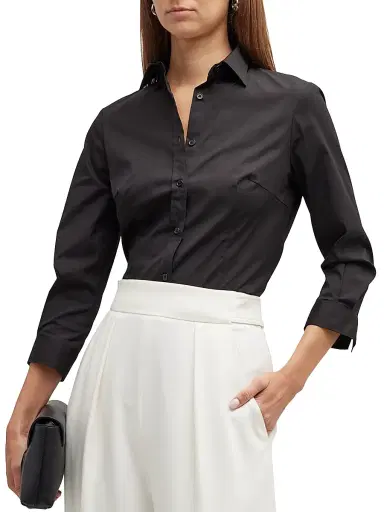 Carolina Herrera Women's Classic Cotton Blouse - Black - Size 18 | Thumbnail 3 Carolina Herrera Women's Classic Cotton Blouse - Black - Size 18 | Thumbnail 3